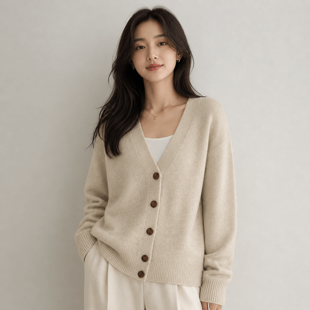 Knit Cardigan – Soft Grey - Image 3