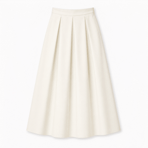 High-Waist Pleated Skirt – Ivory White