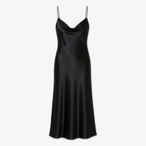 Satin Slip Dress – Midnight Black