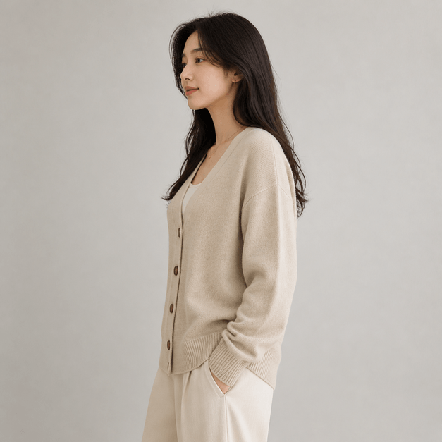 Knit Cardigan – Soft Grey - Image 4